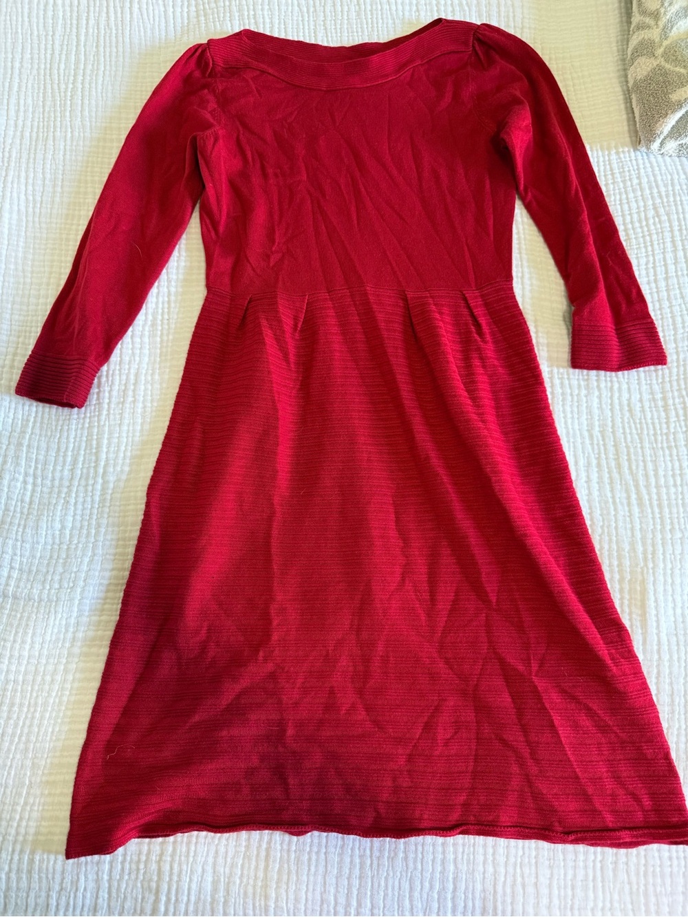 The Limited Bright Red Ribbed Quarter Sleeve Dress